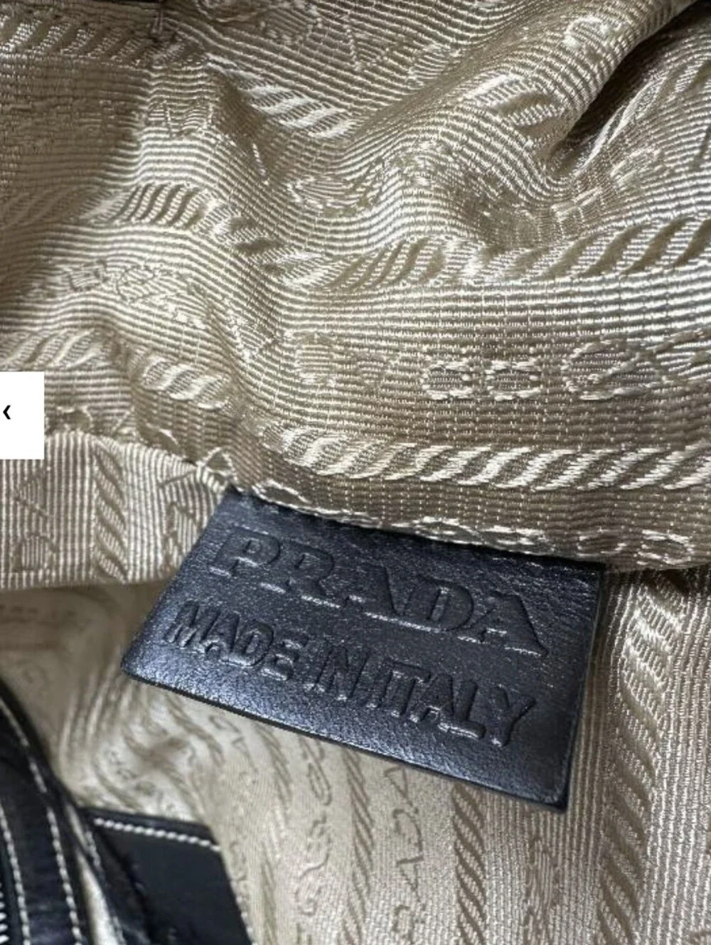 Authentic Prada Beige Canvas Duffel with Brown Leather Trim
